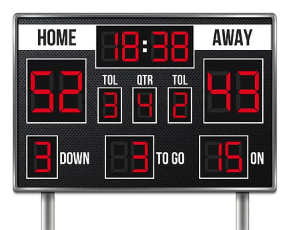 American Football Games Last 1 Hour Broken into Four Quarters